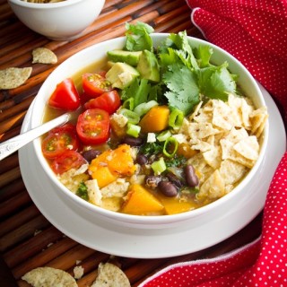 Black Bean, Sweet Potato, and Red Quinoa Soup