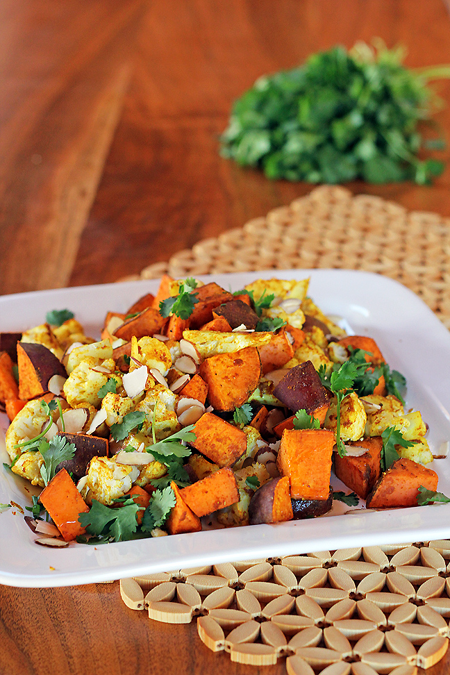 Curry Spiced Yams and Cauliflower