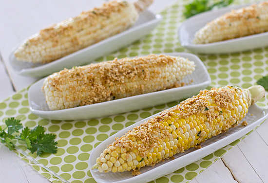 Grilled Cob Corn With Roasted Peanuts
