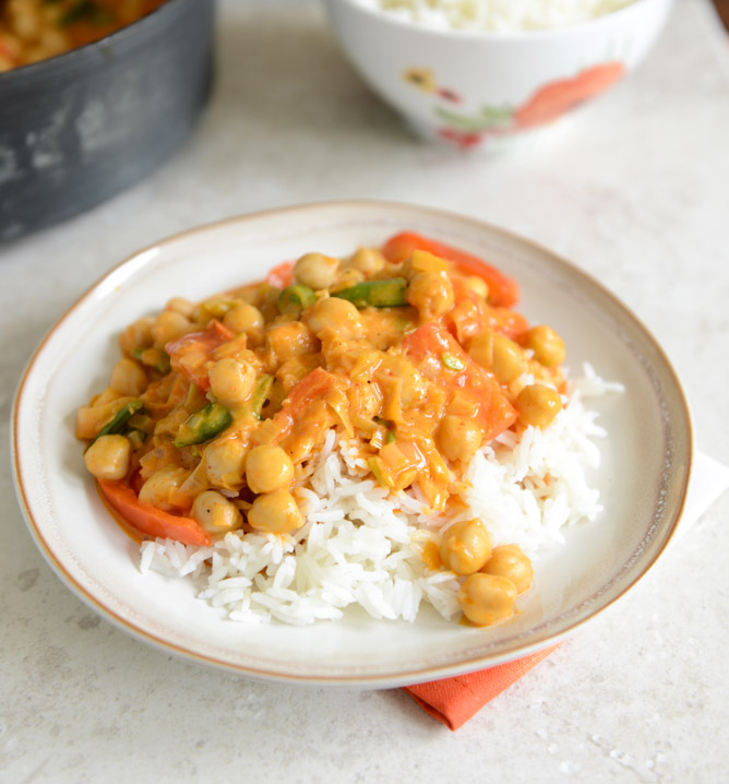 Chickpea Curry On Coconut Rice