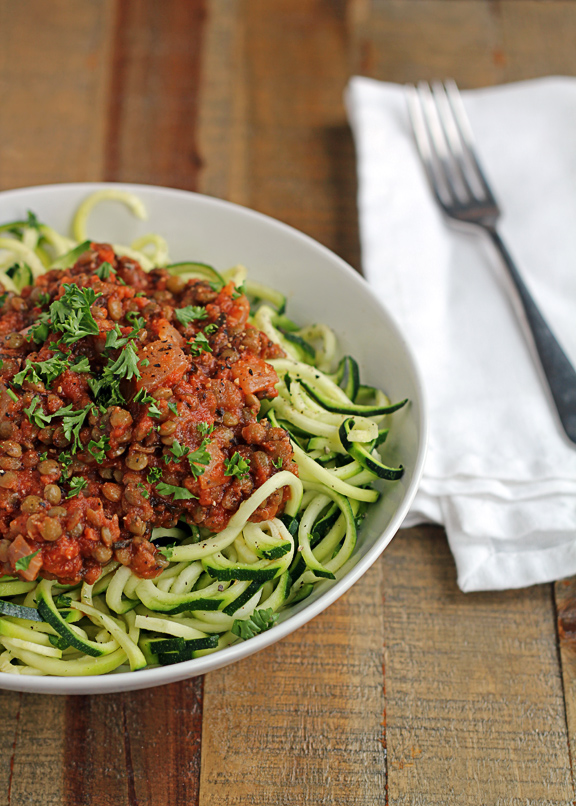 Lentils on Zucchini Spaghetti