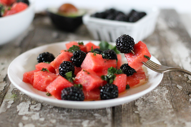 Watermelon, Grapefruit and Blackberry Fruit Salad