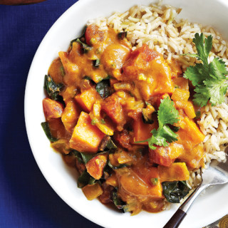 Spicy Chard with Sweet Potato Peanut Stew