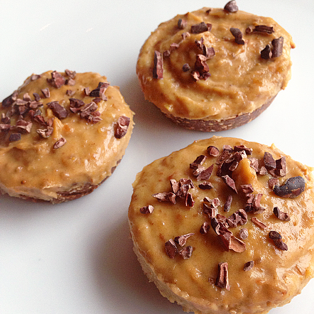 Raw Mini Peanut Butter and Caramel Pies