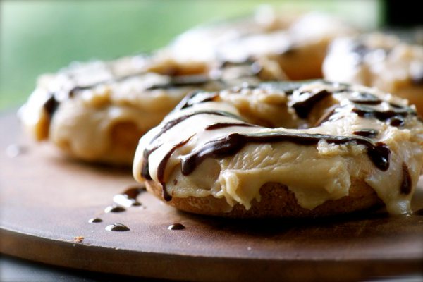 Vegan Chocolate and Caramel Doughnuts