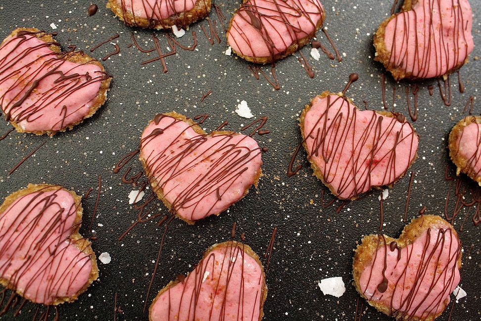 Strawberry Coconut Heart Cookies
