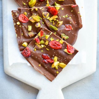 Cranberry and Pistachio Chocolate Bark