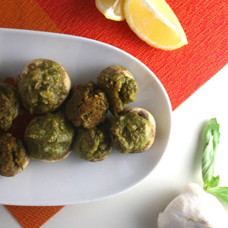 Cashew Pesto Stuffed Mushrooms