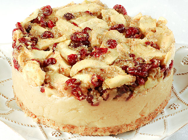 Vegan Apple And Cranberry Cheesecake